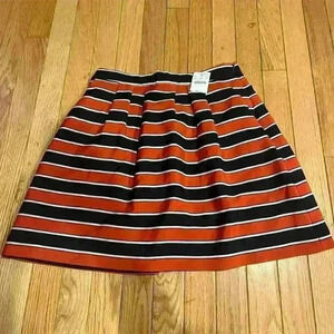 J.Crew Factory Women's Striped Full Circle Skirt Size 0 Black/Orange Knee Length
